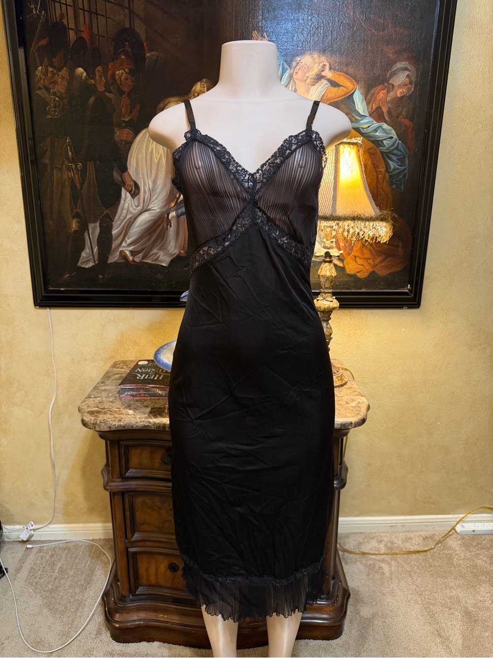 Vintage Black Lace-Trim Slip Dress - Women Intimates & Sleepwear